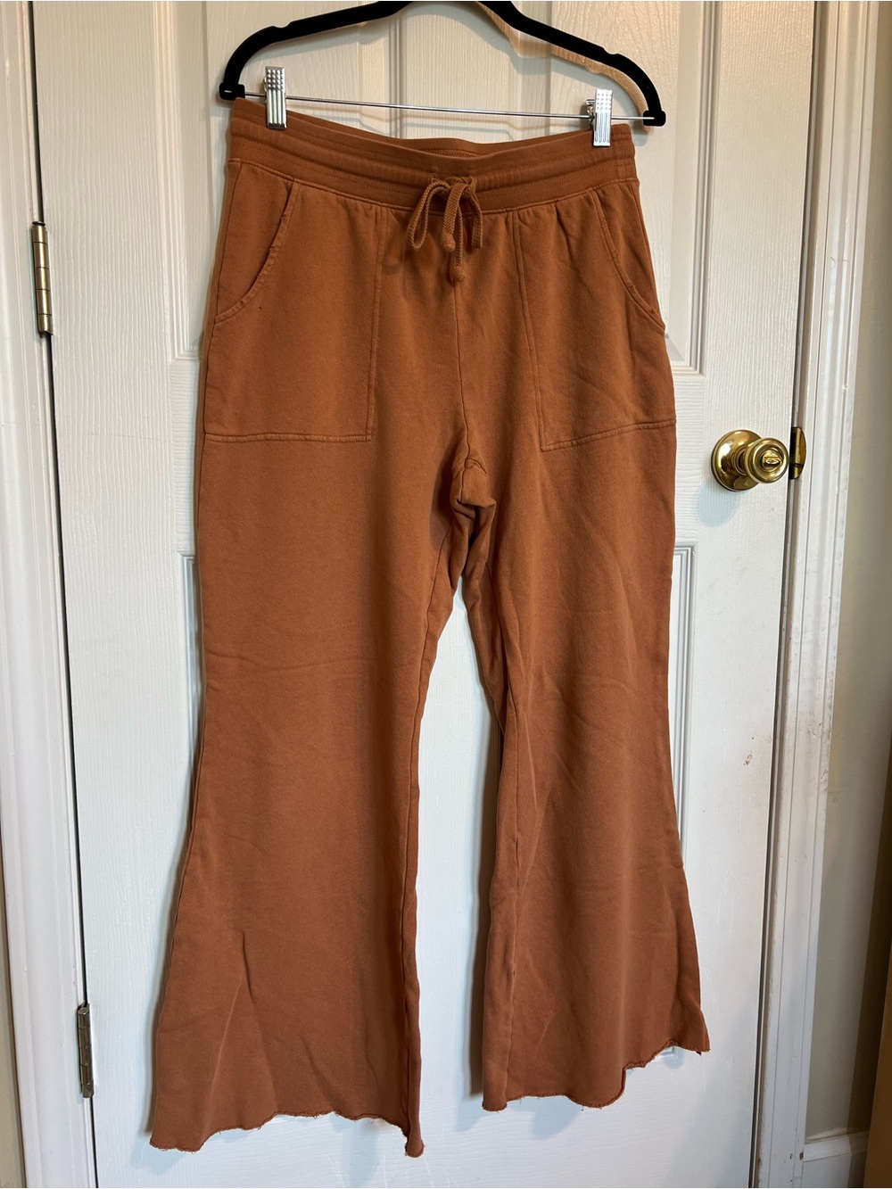 Aerie High Waist Flare Knit Orange Pants Size Large